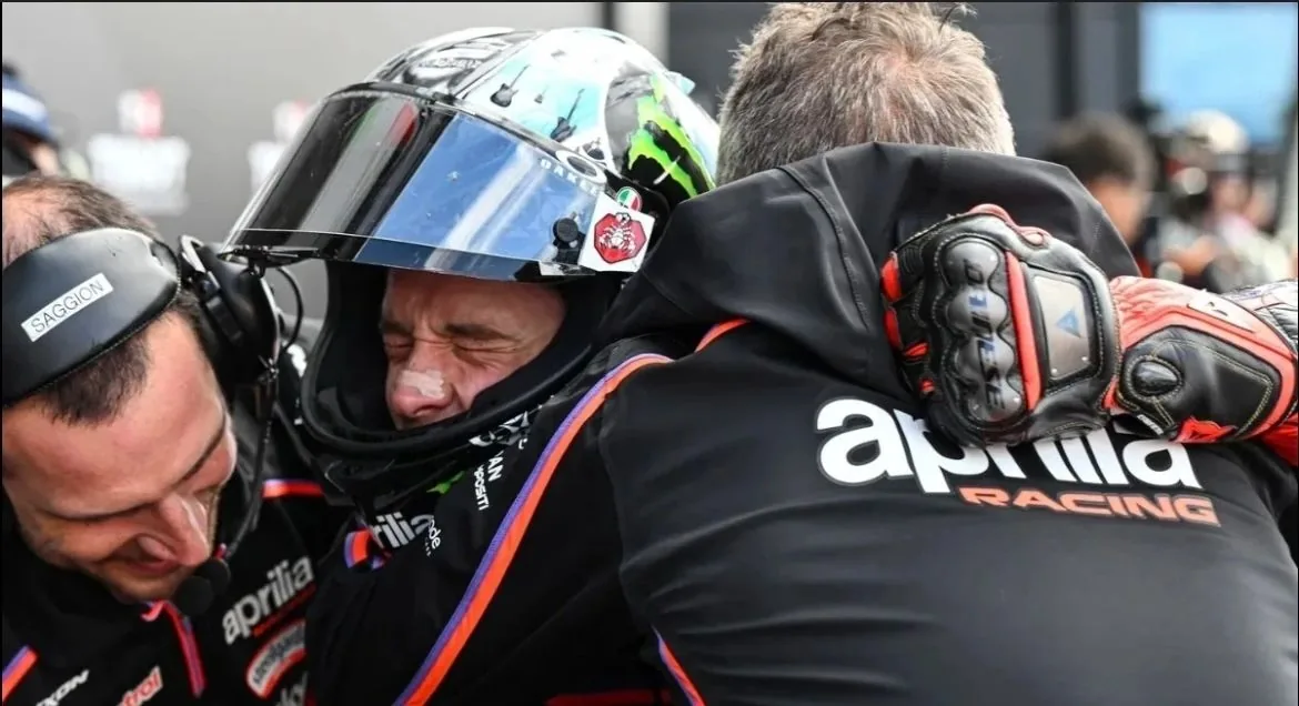 Aprilia Celebrates as Bezzecchi Wins British GP