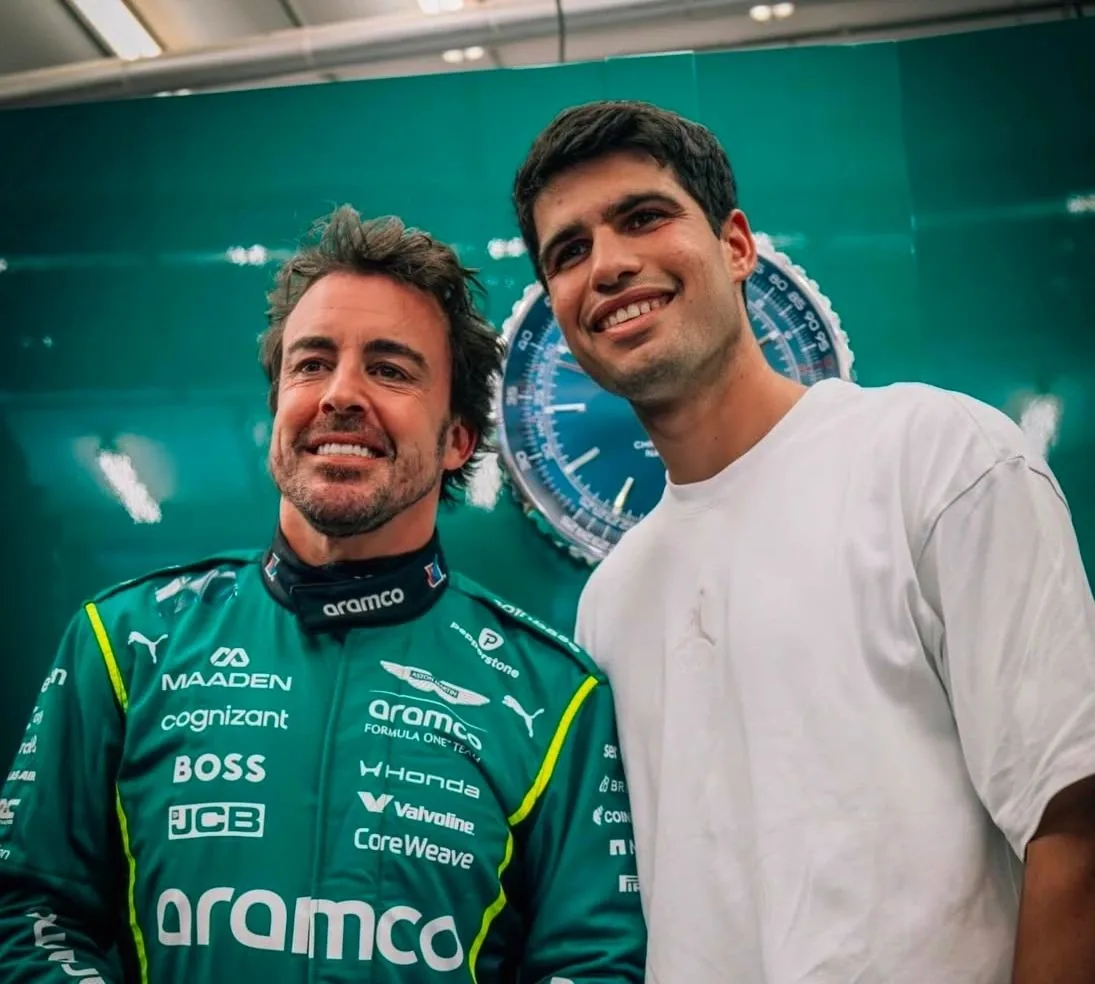 Alcaraz Visits F1 Stars Alonso and Sainz